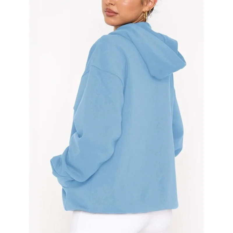 

Plus Size 1XL-5XL New Women Casual Hoodies Spring Autumn Pullovers Hooded Sweatshirts Top Solid Loose Hoodie ﻿