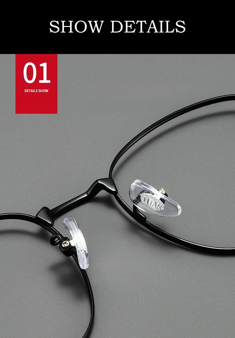 Yimaruili Mode ultraleichte Titan legierung Brillen Männer Retro Runde großes Gesicht optische Rezept Frauen Brillen Rahmen 1052 – Detail 6