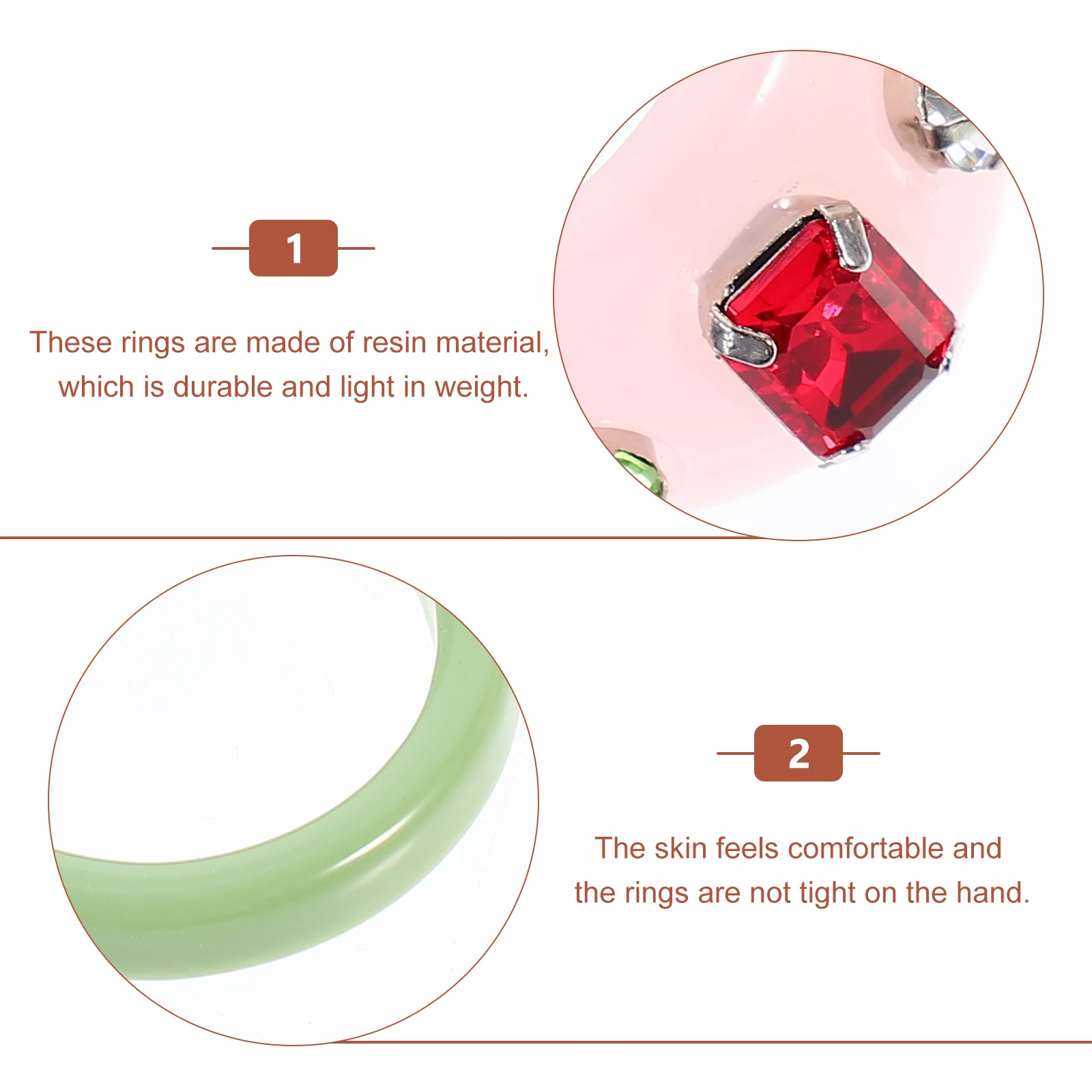 

12 Pcs Fashionable Resin Ring Set Child Diamond Rings Acrylic Jewelry for Women