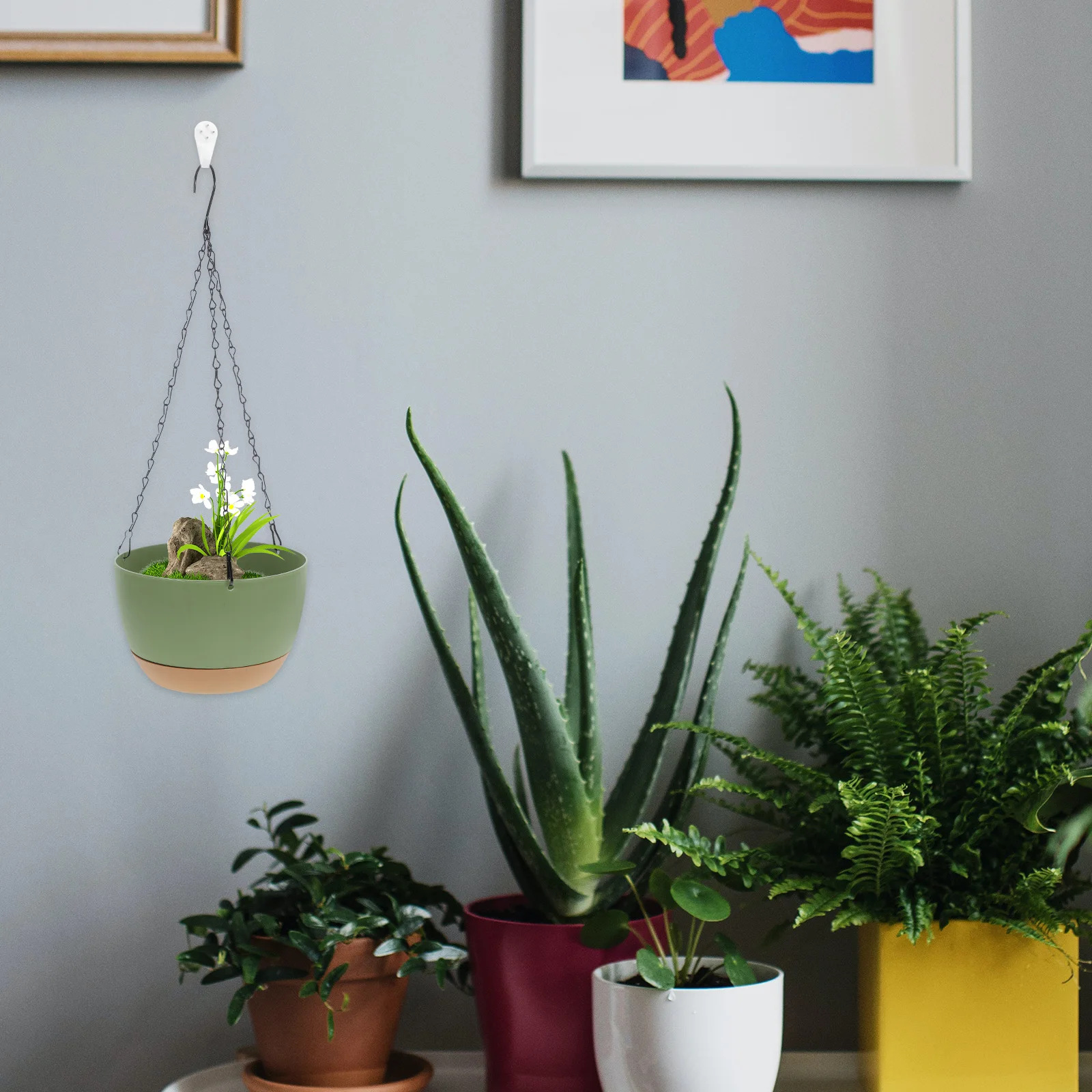 2 قطعة وعاء زهور معلق ذاتي الامتصاص موفر للمساحة حاوية نباتات للزينة للمنزل حديقة معلقة زهور ديكور