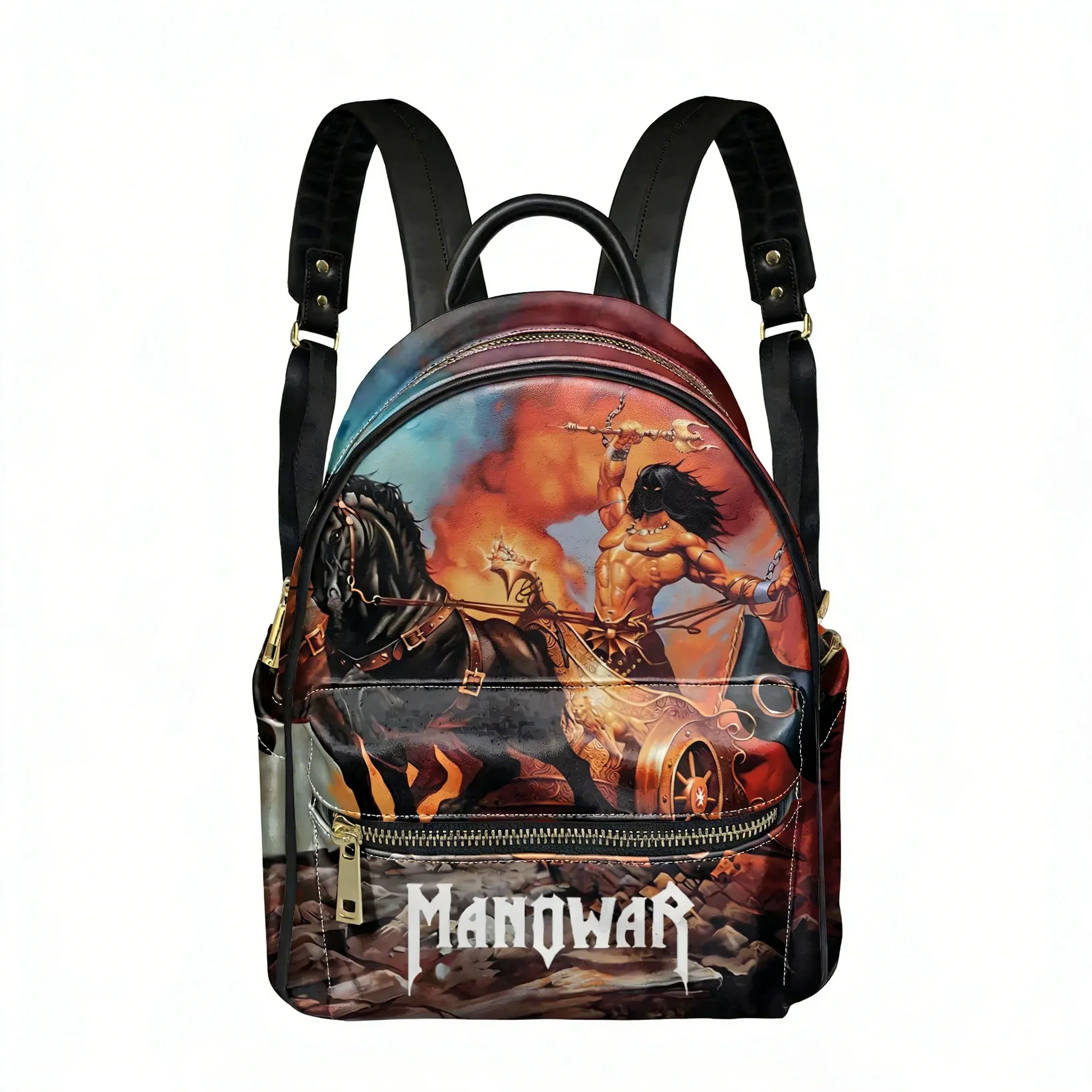 Manowar Band Custom Backpack Womens Men Personalized Text Double Shoulder Bag Business Travel Bookbag Rucksack Gift Daypack