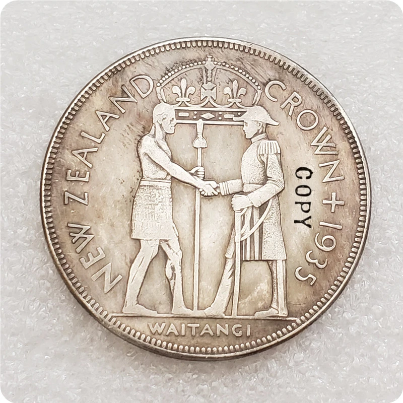 Moneda de copia de George V (Waitangi), corona de Nueva Zelanda 1, 1935