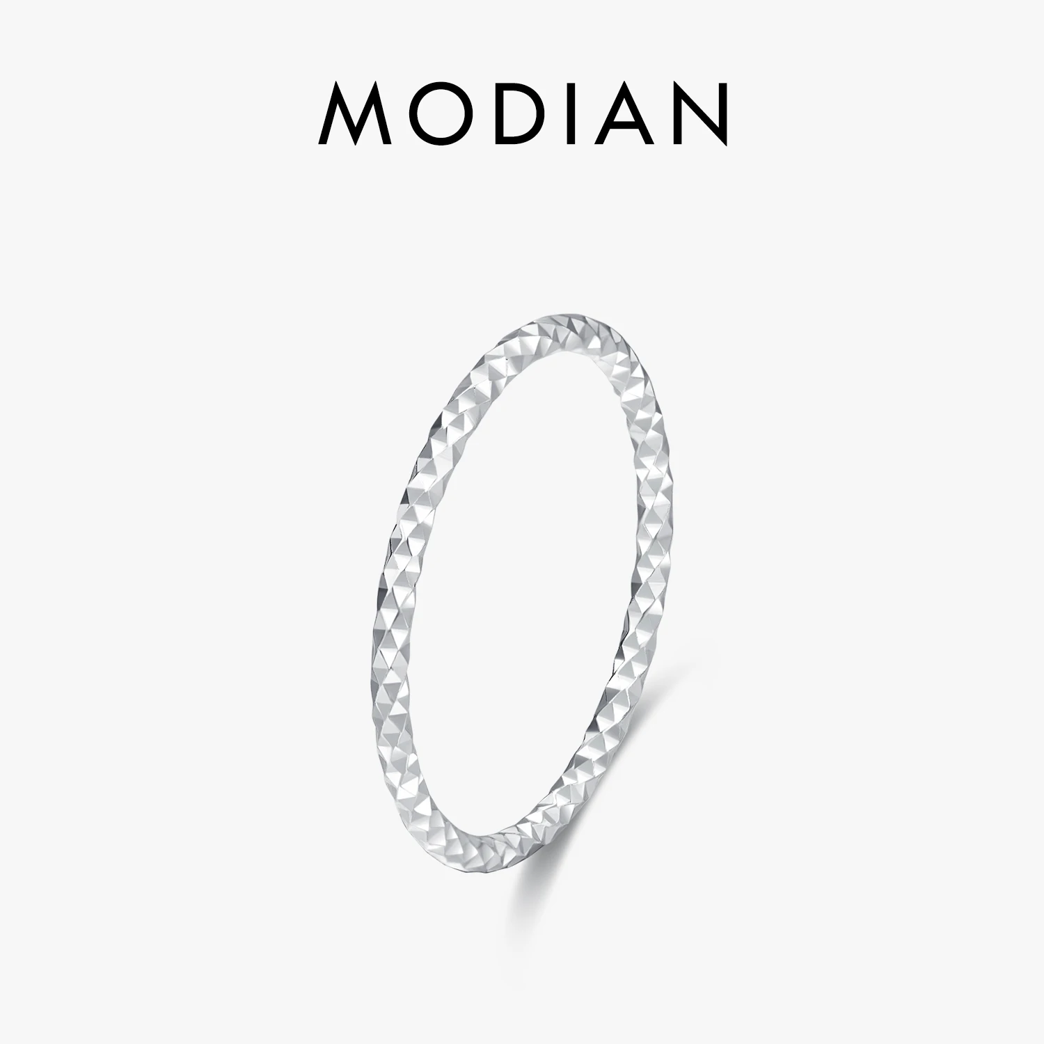 

MODIAN 925 Sterling Silver Tinfoil Wavy Grain Ring Trendy Stackable Charm Ring Platinum Plated Fine Jewelry For Women Gifts