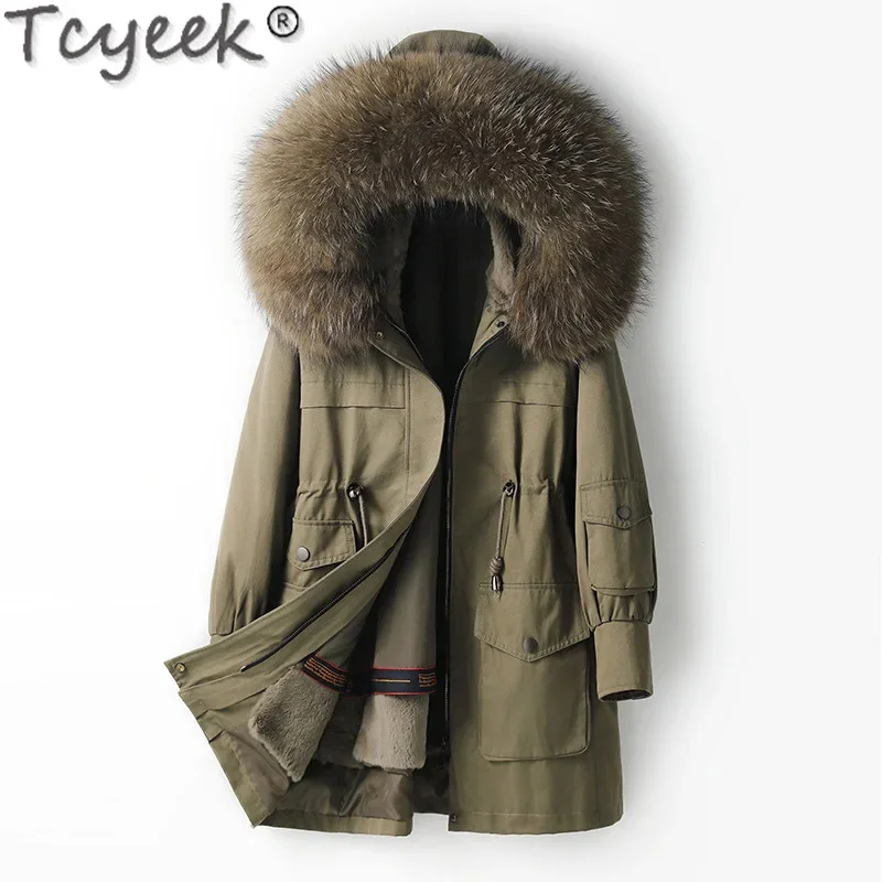 Fox Tcyeek Collar Parka Mid-length Women Coat 2024 Winter New Warm Rex Rabbit Fur Liner Detachable Jackets Woman Clothes