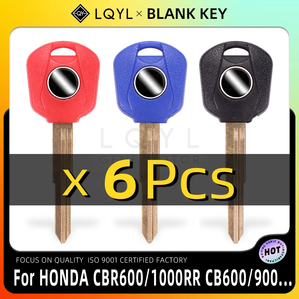 6Pcs New Blank Key Motorcycle Replace Uncut Keys For Honda CB600 CB800 CB1300 CBR600RR CBR893 CBR929 CBR1000RR CBR1000 CBR900RR