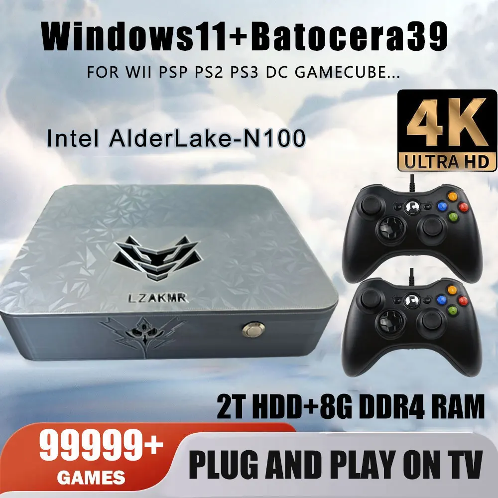 Upgraded Dual System Win11+Batocera 2TB Game System AK1 Pro Game Box 99999+ Games For PS2 PS3 WII SS GAMECUBE Sega Saturn