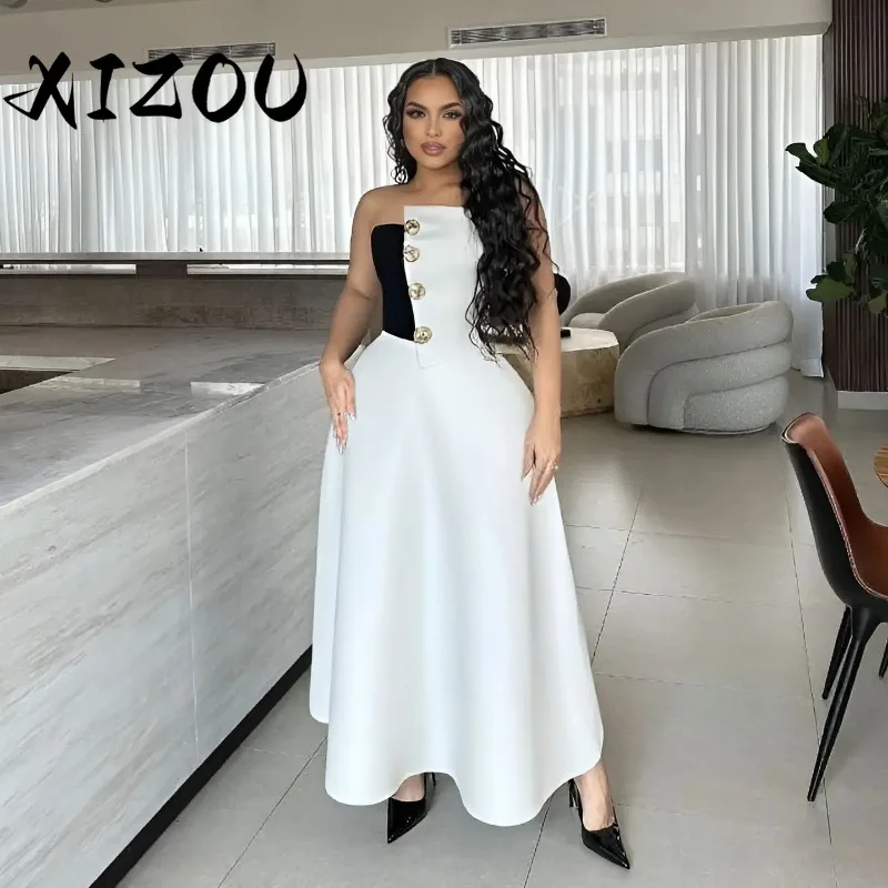 

XIZOU Beach Holiday Women's Dress Set Button Crop Tops and A-line Big Siwng Maxi Skirts Suit Vacation Two 2 Piece Set Outfit
