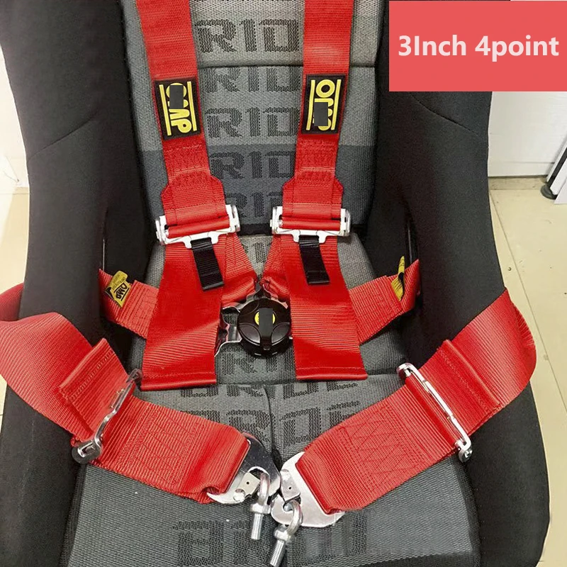 New Jdm car universal 3inch 4point OMP racing seat belt sports car seat belt protector omp racing seat belt harness safety belt