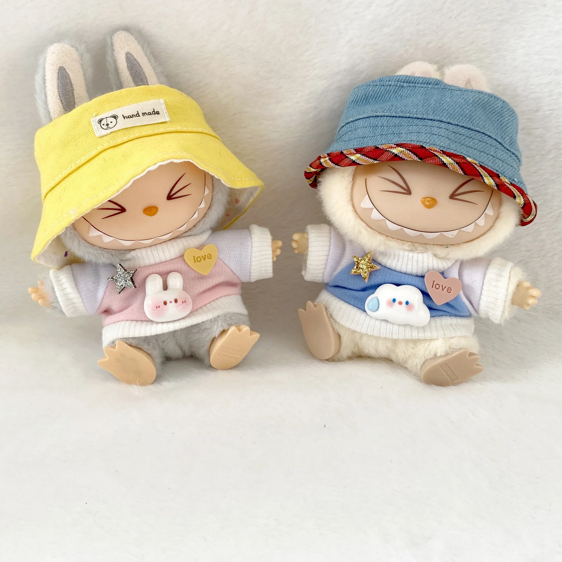 

Labubu 2nd Gen Macaron Party 17CM Labubu 17cm Labubu Pendant Clothes Candy Sweater Jeans Vinyl Labubu Keychain Doll Clothes