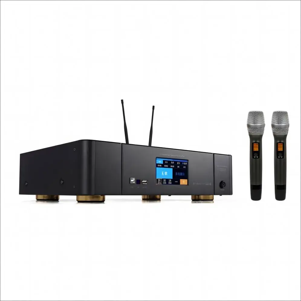 Professional Audio 500W*4 Channels Karaoke power amplifier Audio System with 2 wireless microphone digital mixer