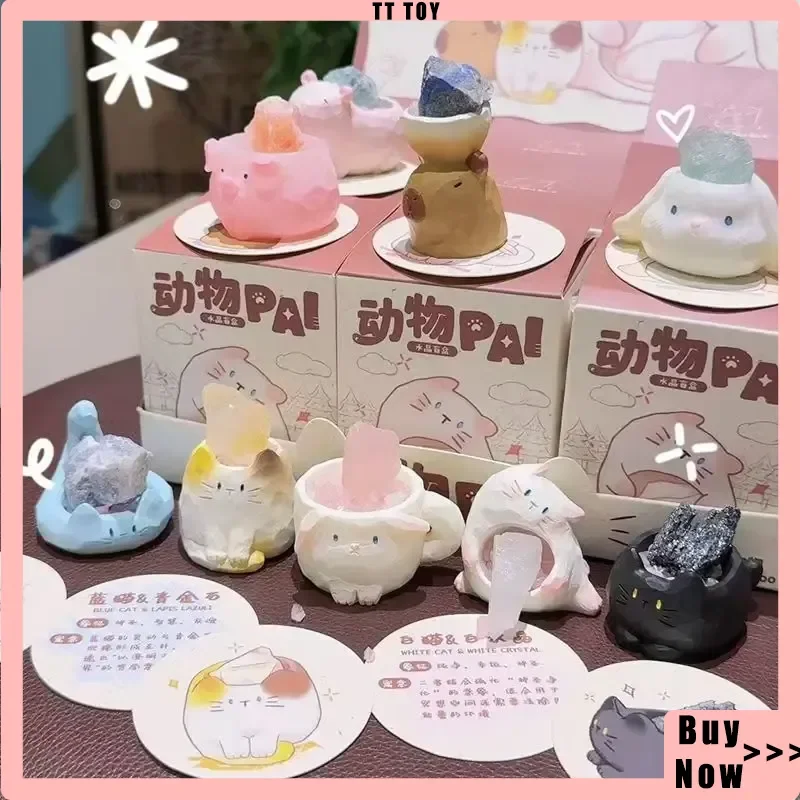 

2025 New Cute Animal Pai Crystal Blind Box Kawaii Cat Crystal Desktop Ornament Trendy Toy Collection Girl Surprise Birthday Gift