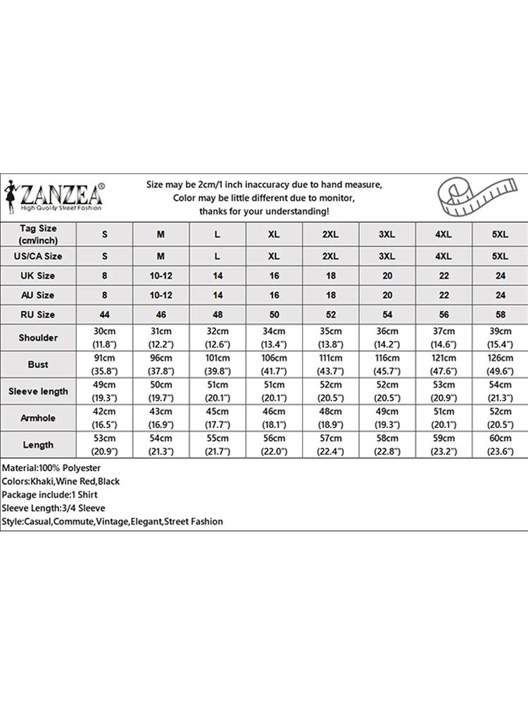 ZANZEA Women Shirts Elegant Office Tops 3/4 Sleeve Blusas Solid Color Summer Square Neck Tunics 2025 Casual Cardigans Female