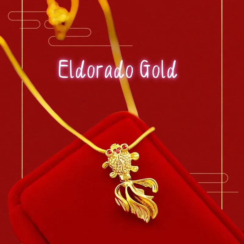 

2025 Lover's gift24K Gold AU999 Small Goldfish Jewelry | Alternating matte - glossy scales, bead - holding mouth, cute & versati