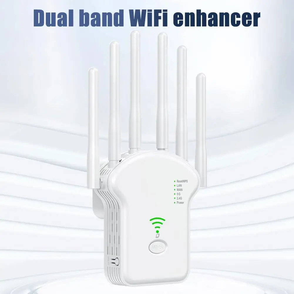 WiFi Repeater 1200/300Mbps Dual Band Wireless Amplifier 2.4G 5GHz Network Range Signal Booster For Home Office Wi-Fi Repeater