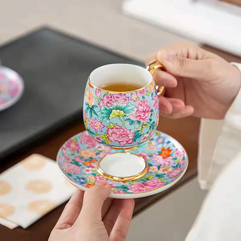 European Ceramic Coffee Mug Saucer Beautifully Painted Mug Tea Tea Cup Afternoon High-end Tea Accessories Home Latte Cup Gifts