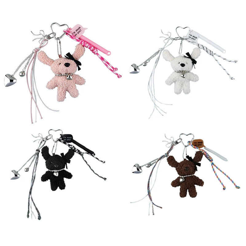 かわいいぬいぐるみクマキーホルダーかわいい漫画ぬいぐるみキーリングクリエイティブカラフルなロープキーチェーン素敵なバッグペンダントギフト
