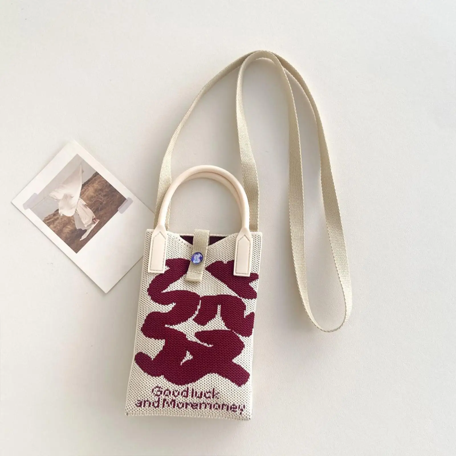 حقيبة هاتف كروشيه نسائية محمولة أنيقة للتخزين حقيبة يد صغيرة للشاطئ #3