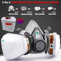 New 7-In-1 6200 Dust Mask For Painting Spraying Dust Gas Respirator Filter Organic Vapor Face Chemical Gas Half Work Safety