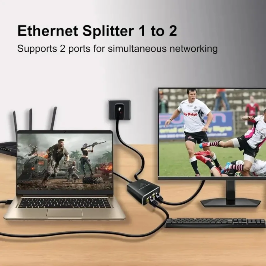 

1000 Мбит/с Rj45 Разветвитель 1–2 Gigabit Ethernet-адаптер Сетевой разветвитель Кабель-удлинитель Разъем для ПК TV Box Маршрутизатор Ноутбук