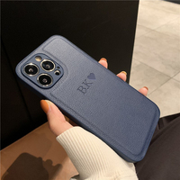 Personalize Customize DIY Initial Name Leather Soft Case For iPhone 15 14 Pro Max 11 12 13 X S XR 7 8 Plus SE3 Protective Cover