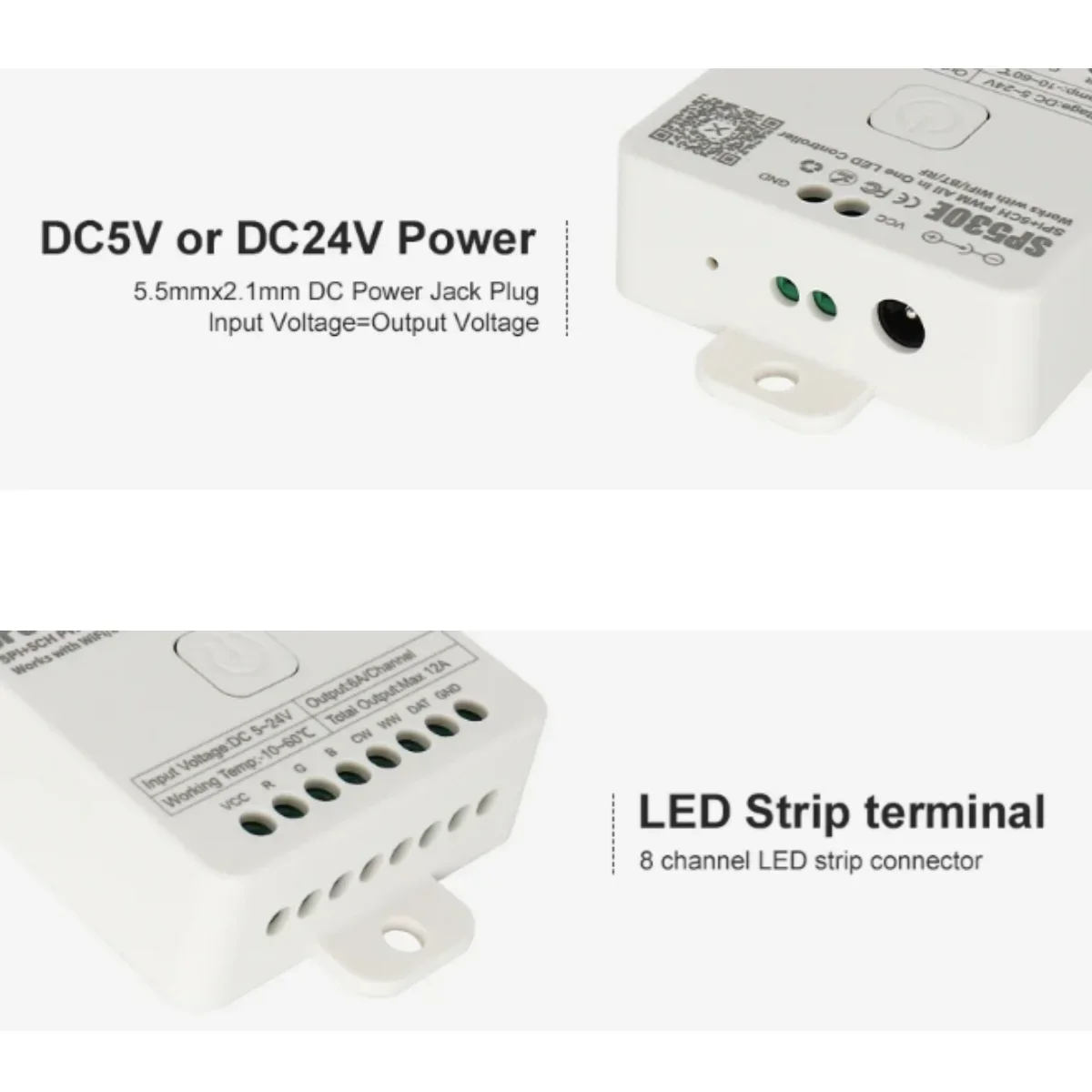 Imagem -04 - Wifi Controlador Led 12 em bt Pwm Spi Pixel Dimmer Sp630e Google Home Controle de Voz para Cor Única Rgb Tira Led Rgbw Sp530e