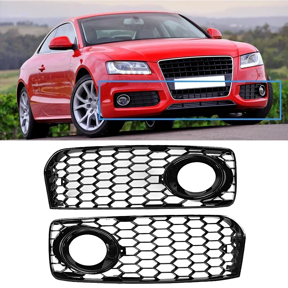 

1 Pair of Fog Light Grille Black Bezel Fog Lamp Trim ABS Geometric Mesh Design For Audi A5 S5 B8 RS5 2008-2012 Modification