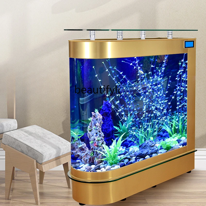 Fish Tank Aquarium Glass Living Room Partition Simple Change Water Medium and Large Floor Home