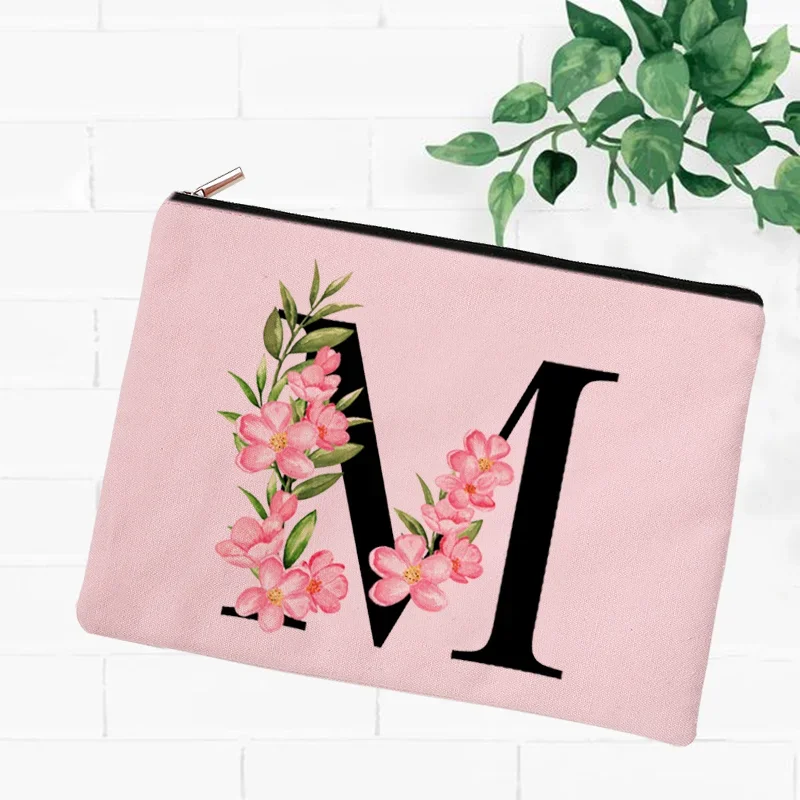 Women Makeup Bag Pink Canvas Cosmetic Cases Bridesmaid Handbag Travel Outdoor Party Wedding Gifts Makeup Box Bolsa Feminina Bag