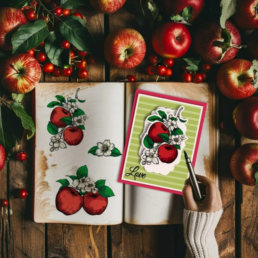 Apple stempel bening silikon bunga buah stempel bening segel transparan untuk DIY Album foto pembuatan kartu buku tempel