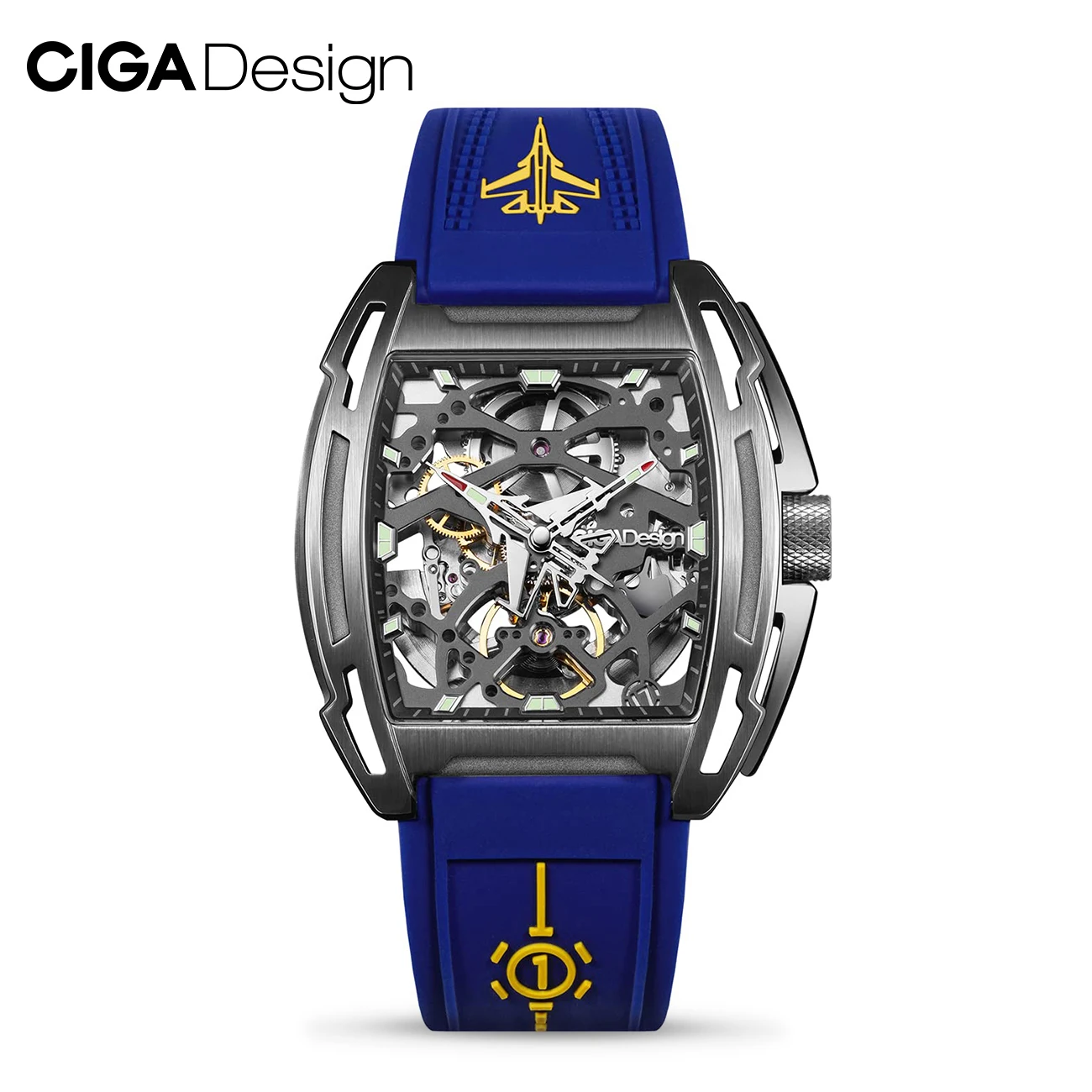 

CIGA Design Mechanical Titanium Watch Men Z Series Automatic Movement Luminous Skeleton Wristwatches Silicone Strap Timepiece