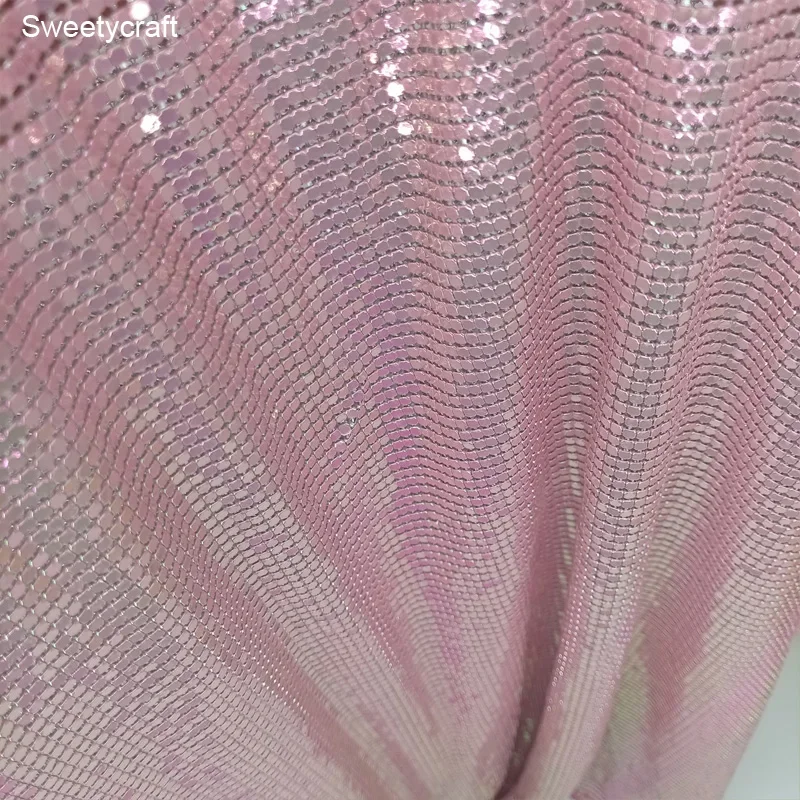 1pc 45*150cm Pink Red Iridescent Metal Mesh Fabric Metallic Sequin Fabrics For Home Decoration Curtains Cosplay Dress IY Sewing