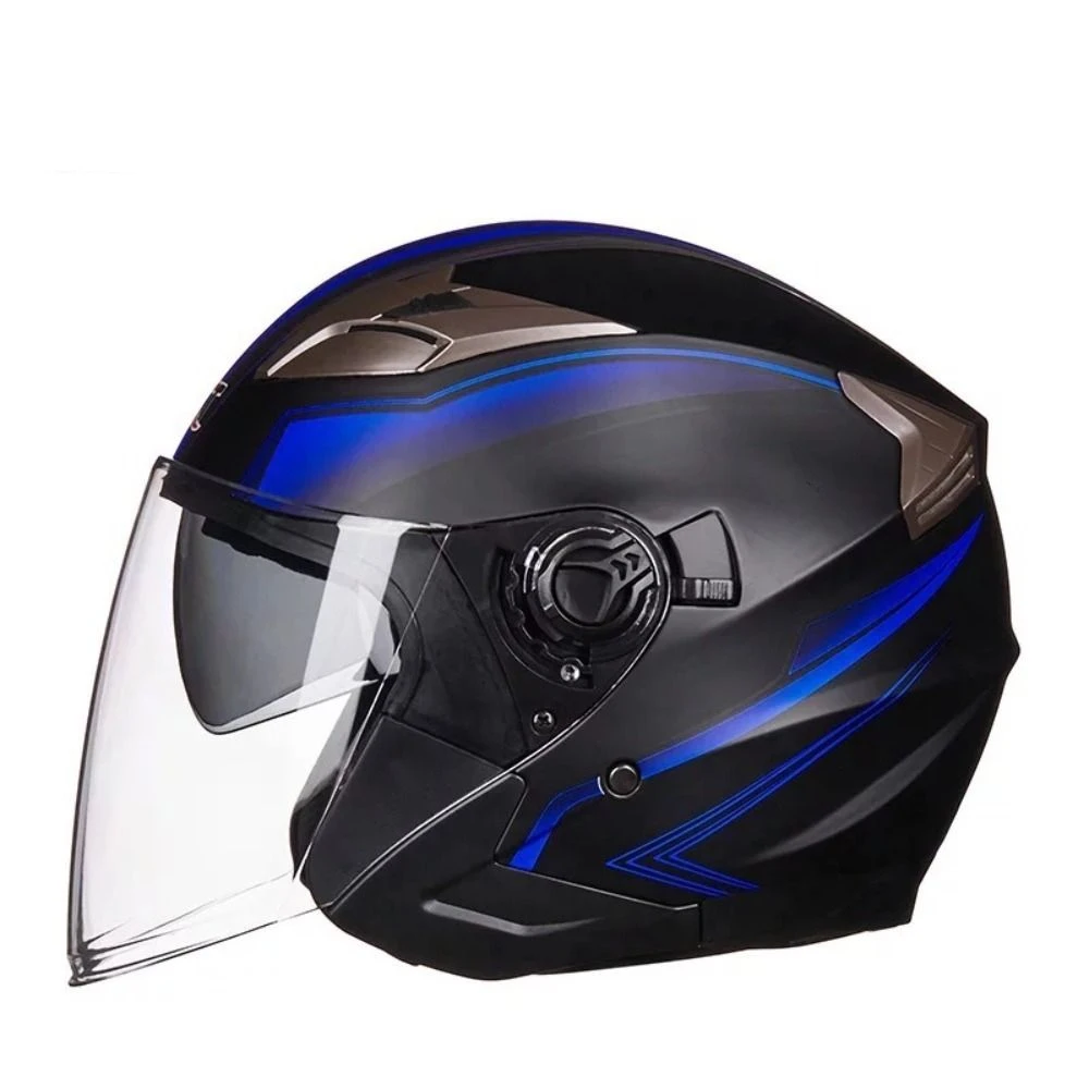 New Double Lens Motorcycle Helmet Half Face Adjustable Flip Helm Flip Up Casco Moto Four Seasons