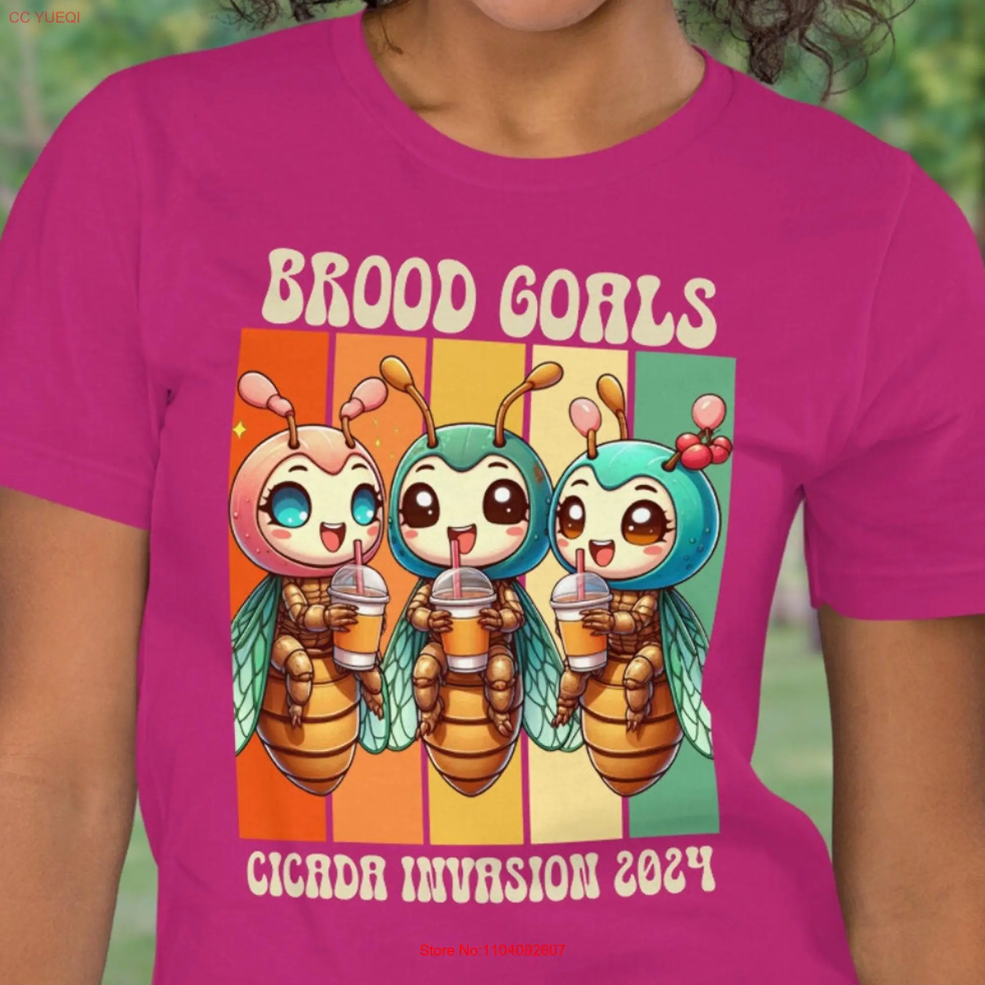 Funny Cicada T Shirt Brood Goals Cicadas 2024 Bug Lover XIX XIII Emergence long or short sleeves