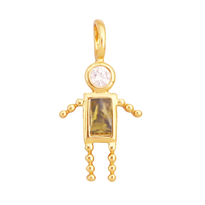 Trendy Love Boy Girl Geburtsstein Zirkonia Charm Anhänger, echte 18K Gold Halskette Armband für DIY handgemachten Schmuck Versorgung S04 – Detail 21