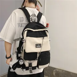 Backpack for women, Korean version, junior high school student backpack, male street trend, large capacity, fashionable backpack