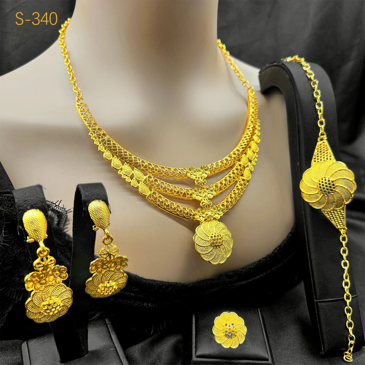 Brazilian 24K Gold Color Jewelry Sets For Women Wedding Dubai Necklace Earrings Nigerian Indian Bridal Set Party Gifts Wholesale