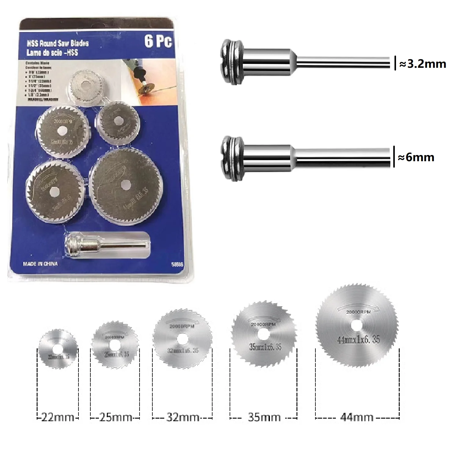 3.2mm/6mm connecting rod hand drill circular saw blade micro electric grinder accessory plastic woodworking metal cutting tool