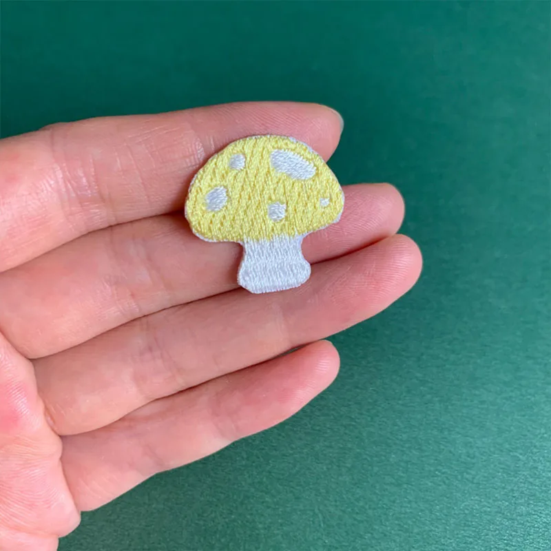 2pcs Cute Mini Colored Mushrooms Self-adhesive Embroidery Patches For Clothing Scratch Patch DIY Applique On Phone Case Bag Swe