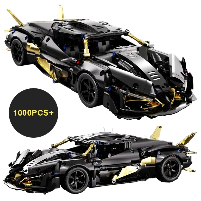 DIY Supercar Model Kit 1000pcs Black Apollo Building Blocks Creative Technical MOC Assembly Bricks Desk Decor Adults Kids Gift
