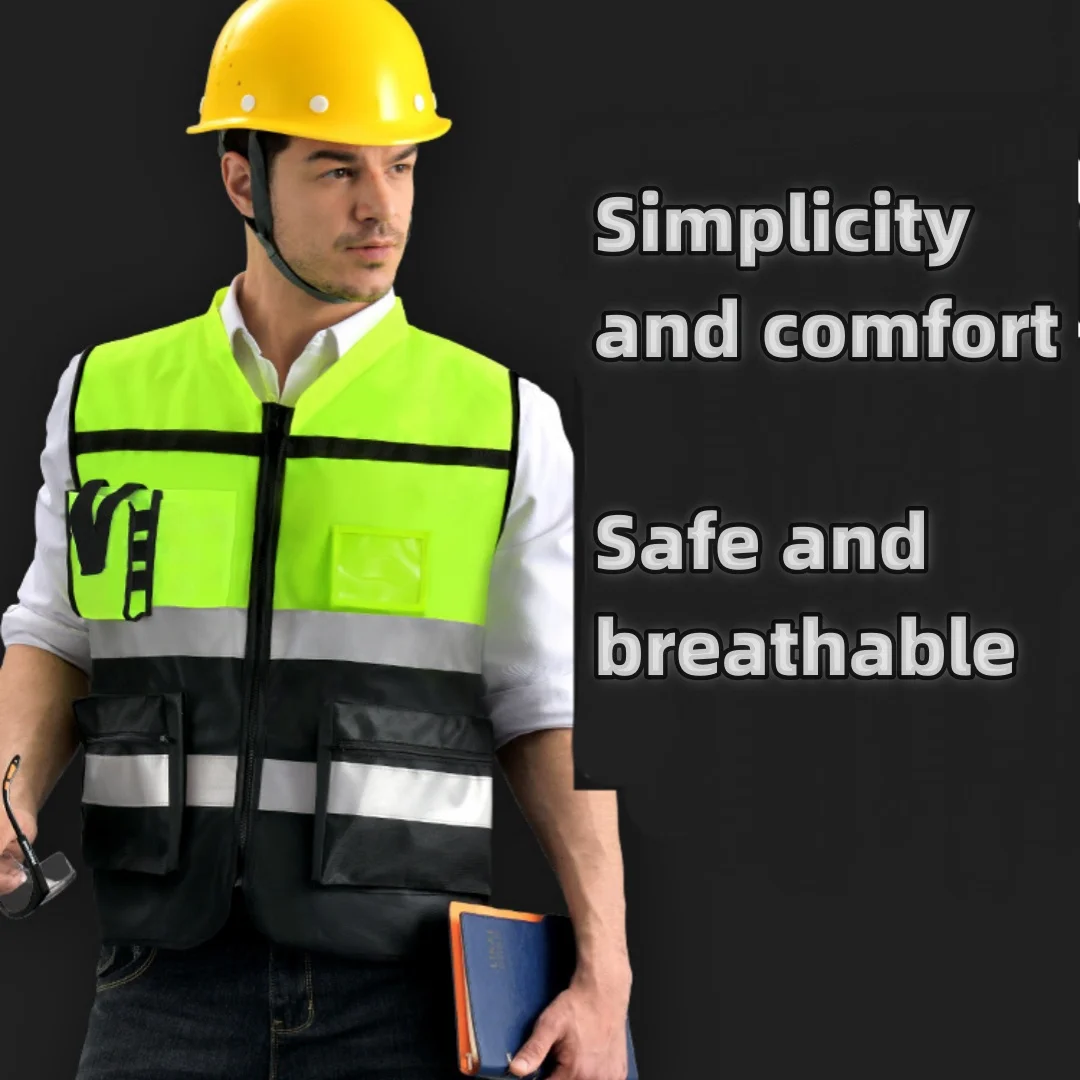 New Duty Vest Reflective Vest Construction Landscape Sanitation Traffic Safety Vest Multi Pocket Reflective Clothing