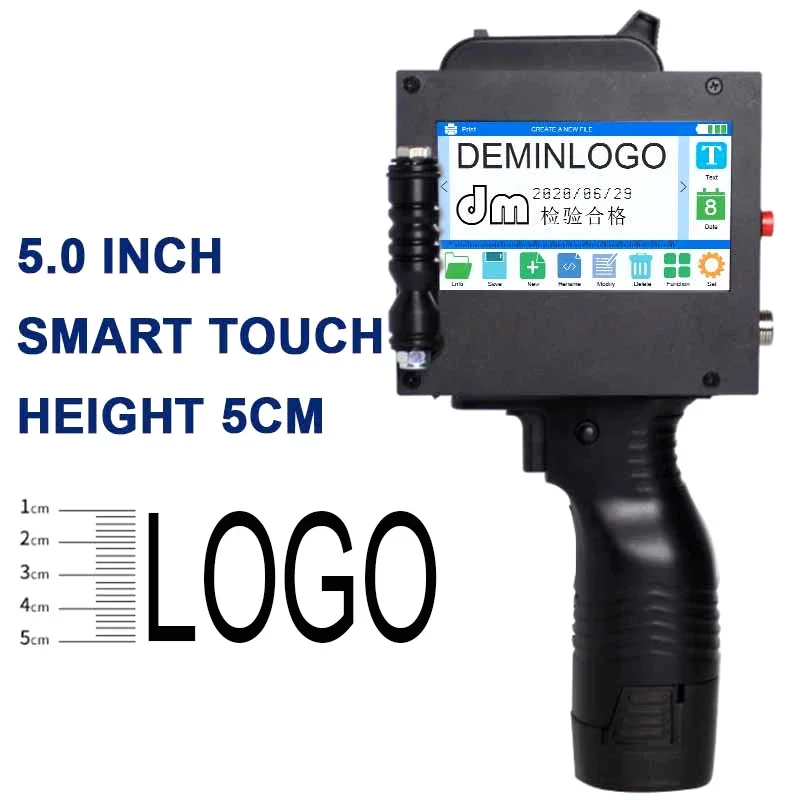 Commercial 5cm Large Format Logo Inkjet Printer 50mm Expiry Date Batch Bar Code Imprinter Multi-line Handheld Printing Machine