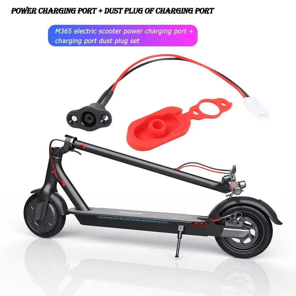 2pcs/Set Electric Scooter Power Charger Cord Cable+Charging Port Plug Cover for Xiaomi M365 Scooter Accessories