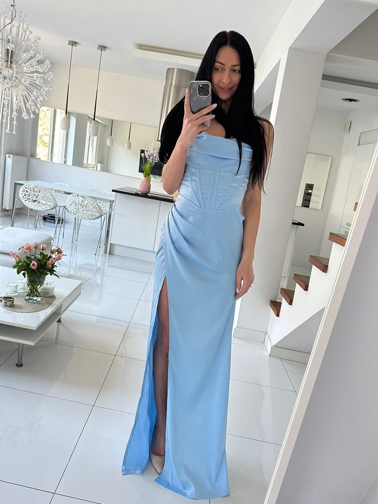 Mingmingxi Satin rückenfreie Ballkleider, sexy, lang, elegant, figurbetont, Promi-Abendkleider, grünes formelles Anlasskleid 2023