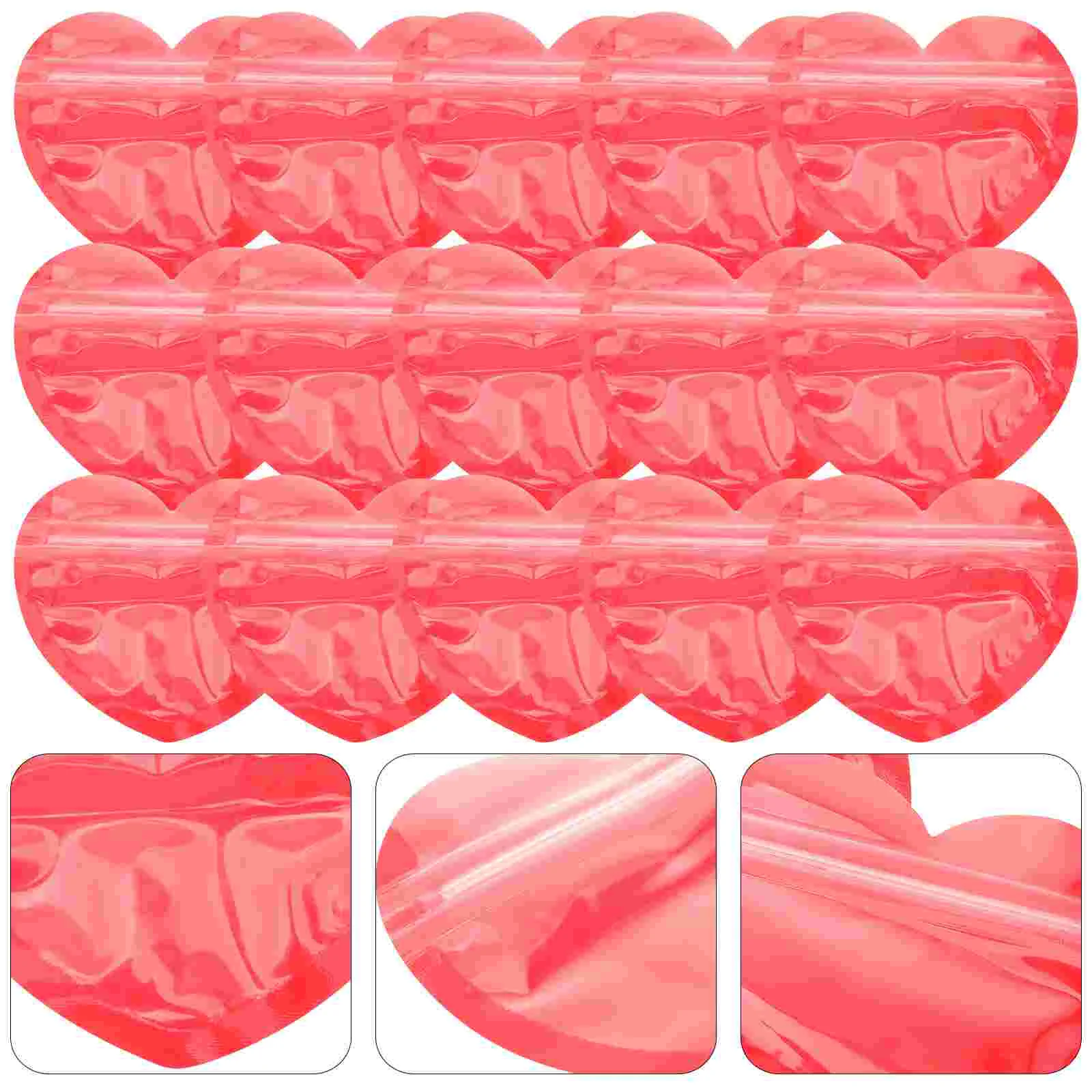 50 Pcs Candy Bag Heart Shaped Child Gift Valentines Bags for Kids Pvc Self Sealing Jewelry