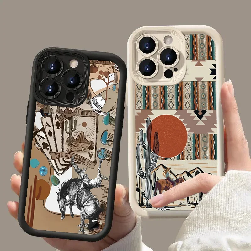 Retro Western Cowboy Phone Case for Samsung S26 S25 S24 S23 S22 S21 S20 F06 M16 Note 20 Plus Ultra 4G 5G Soft Silicone TPU Cover