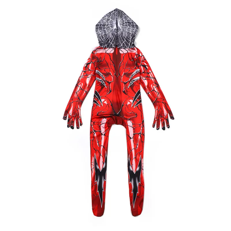 بدلة ريد جوين ستايسي سبايدر زي البطل الخارق الأحمر المطبوع بذلة بقلنسوة قناع الهالوين زي تنكري لعمر 3-12 سنة