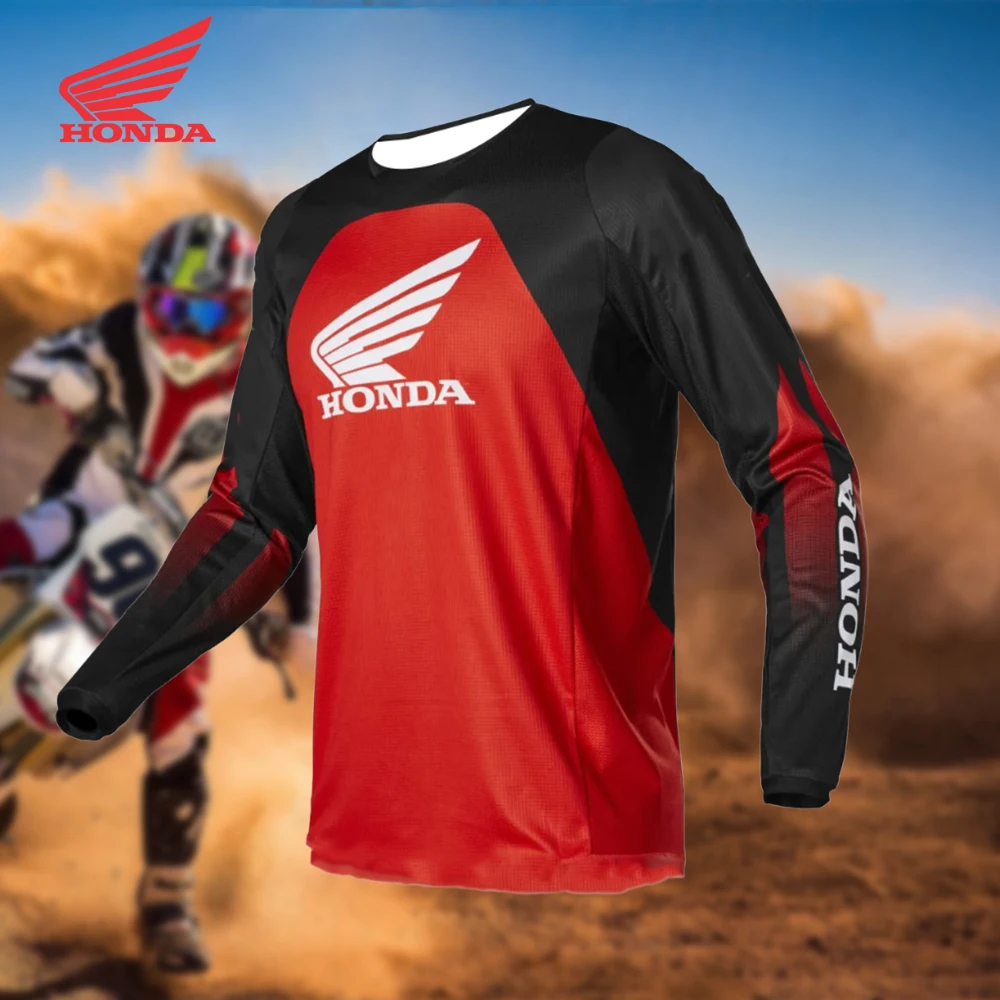 هوندا مطبوعة على الطرق الوعرة الكلاسيكية دراجة نارية دراجة هوائية جبلية جيرسي سباق تي شيرت رياضي يوميا تنفس العرق فتل سريعة جيرسي