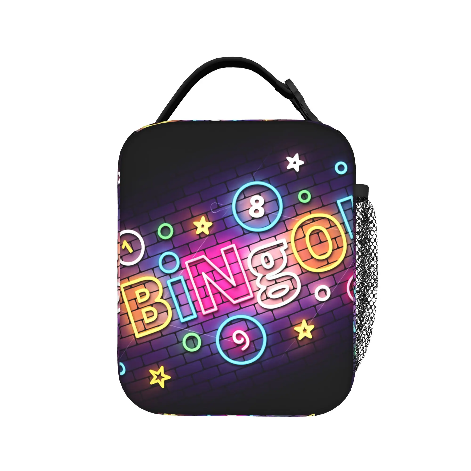 Bingo Balls Paper Game Lunch Bag  Picnic Lunch Box For Women Vintage Designer Tote Food Bags Oxford Portable Cooler Bag