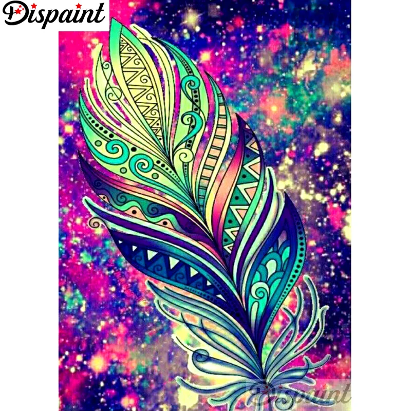 

Dispaint Full Square/Round Drill 5D DIY Diamond Painting "Color feather scenery" Embroidery Cross Stitch Home Decor Gift A12515