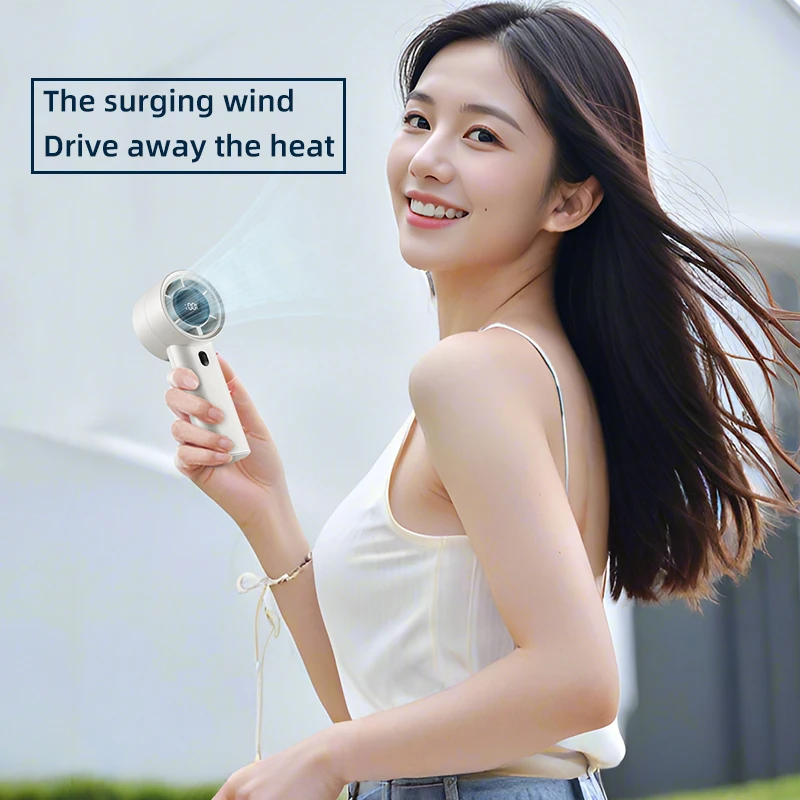 Outdoor Sport Travel Portable Hand Fan USB Charging 3000mAh Battery High Speed 100 Gear Electric Air Cooling Small Turbo Fan